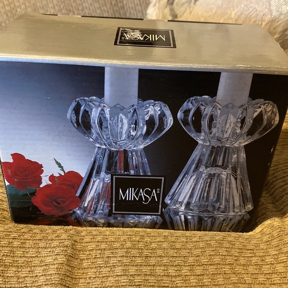 🕯️ NWT Mikasa Vintage Diamond Fire Pair of Candle Holders - Picture 3 of 14